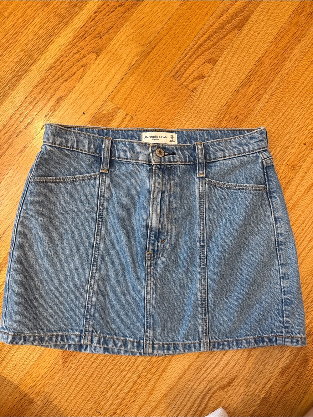 Abercrombie & Fitch Light Blue Denim A-Line Mini Skirt